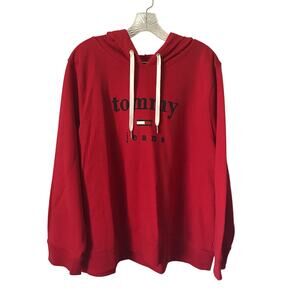 Tommy Hoodie Sweatshirt Size 2X Mens Red Tommy Jeans Print Spell Out Two X